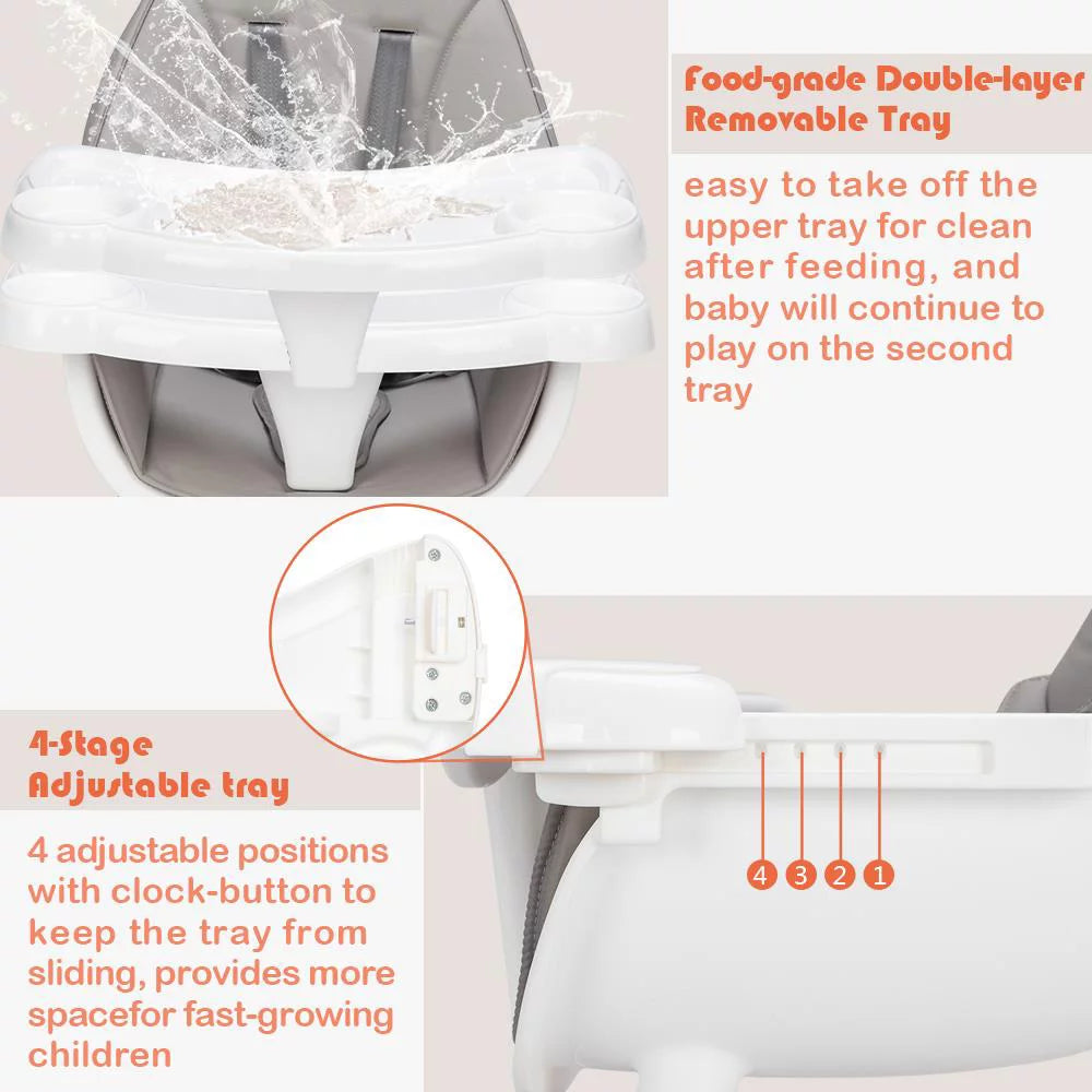 Wooden Gray Convertible High Chair Z213345