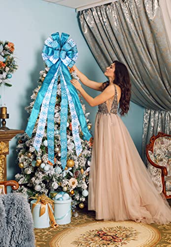 Christmas Tree Topper Bow with Snowflake Pattern X63861