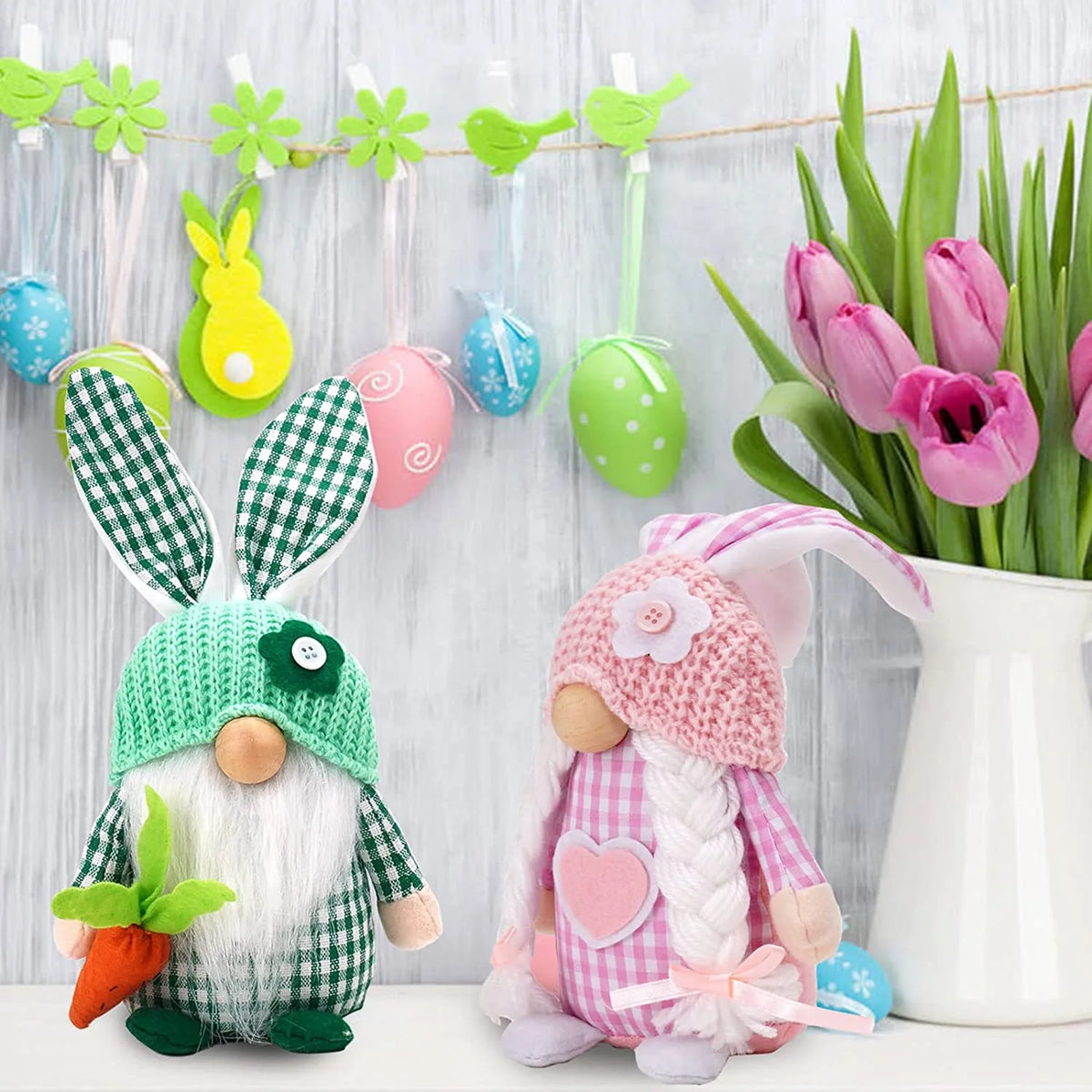 2 Pack Handmade Plush Gnome Decor U9129