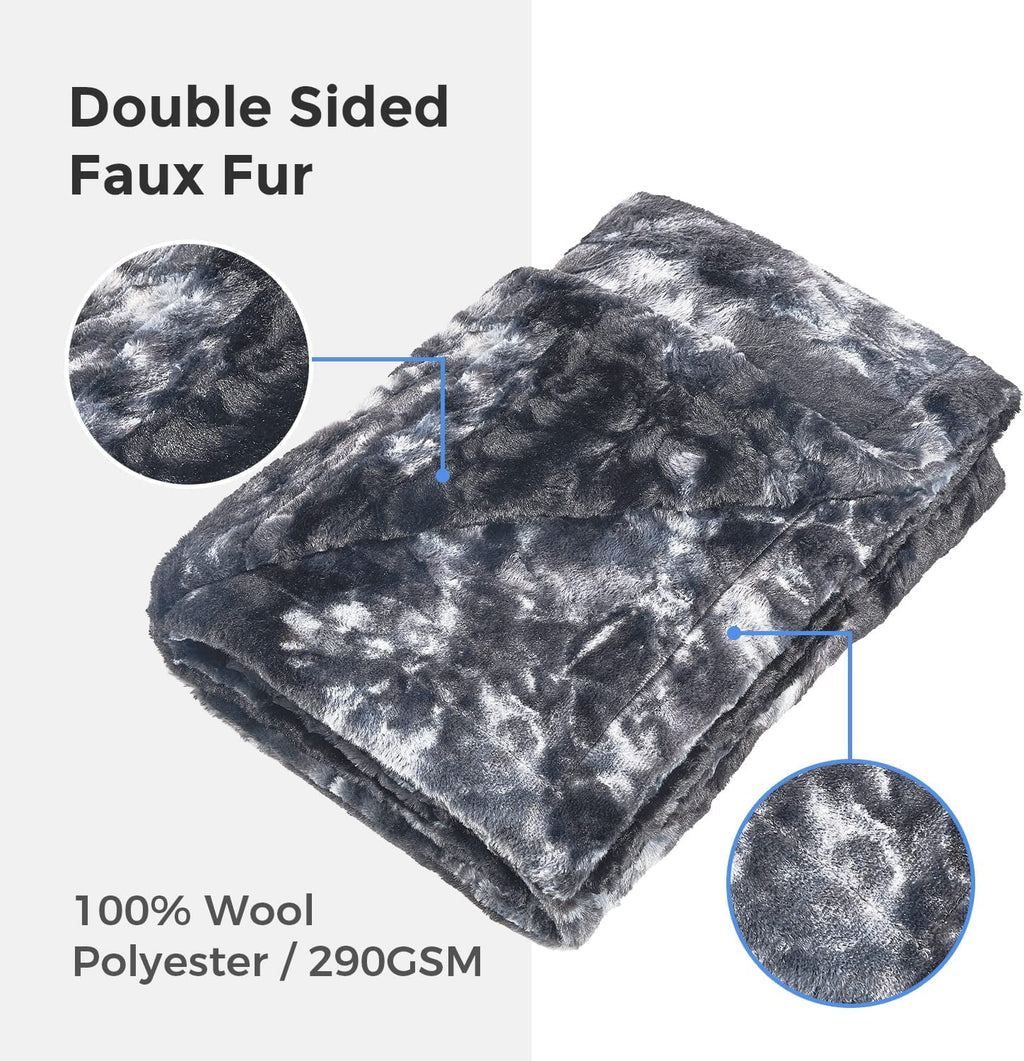 Oversized Soft Fuzzy Faux Fur Sherpa Throw Blanket 60''x80'' Gray E12055