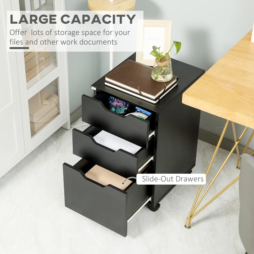 Black 3 Drawer Mobile File Cabinet X17319