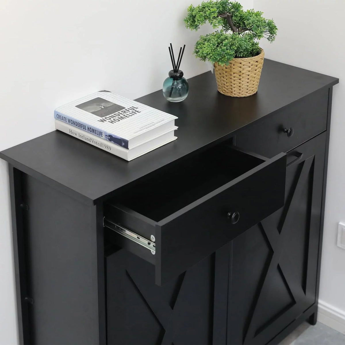 Double Tilt Out Trash Cabinet with Drawers V475