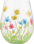 Hand-Painted Stemless Wine Glass, 20 Ounce, Multicolor S14394
