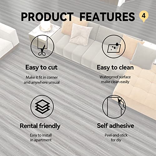 Grey Wood Grain Peel and Stick Vinyl Flooring S37589