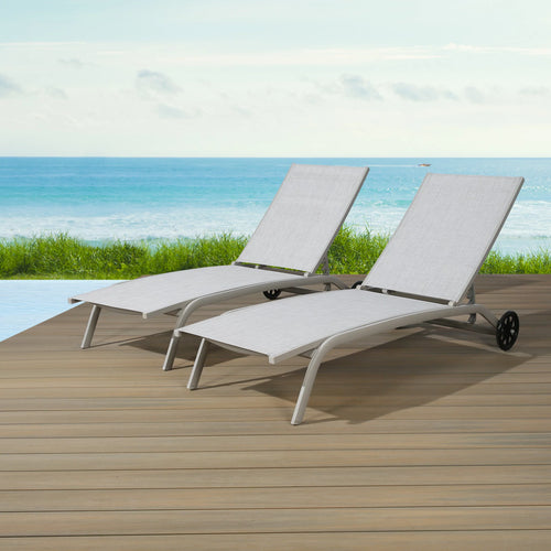2-Pieces Aluminum Textilene Sling Chaise Lounge Chairs B4667