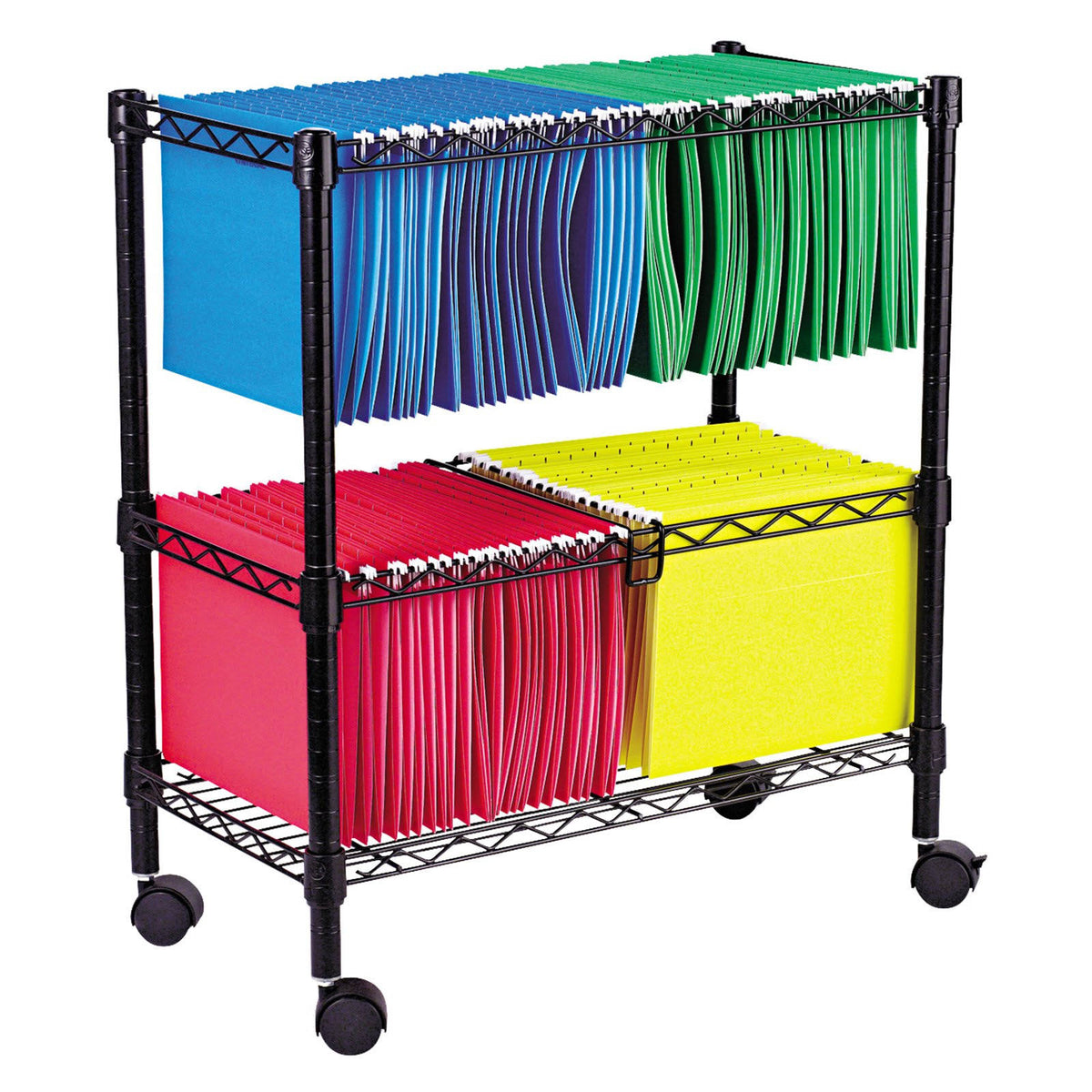 Black 2 Tier Rolling File Cart D777