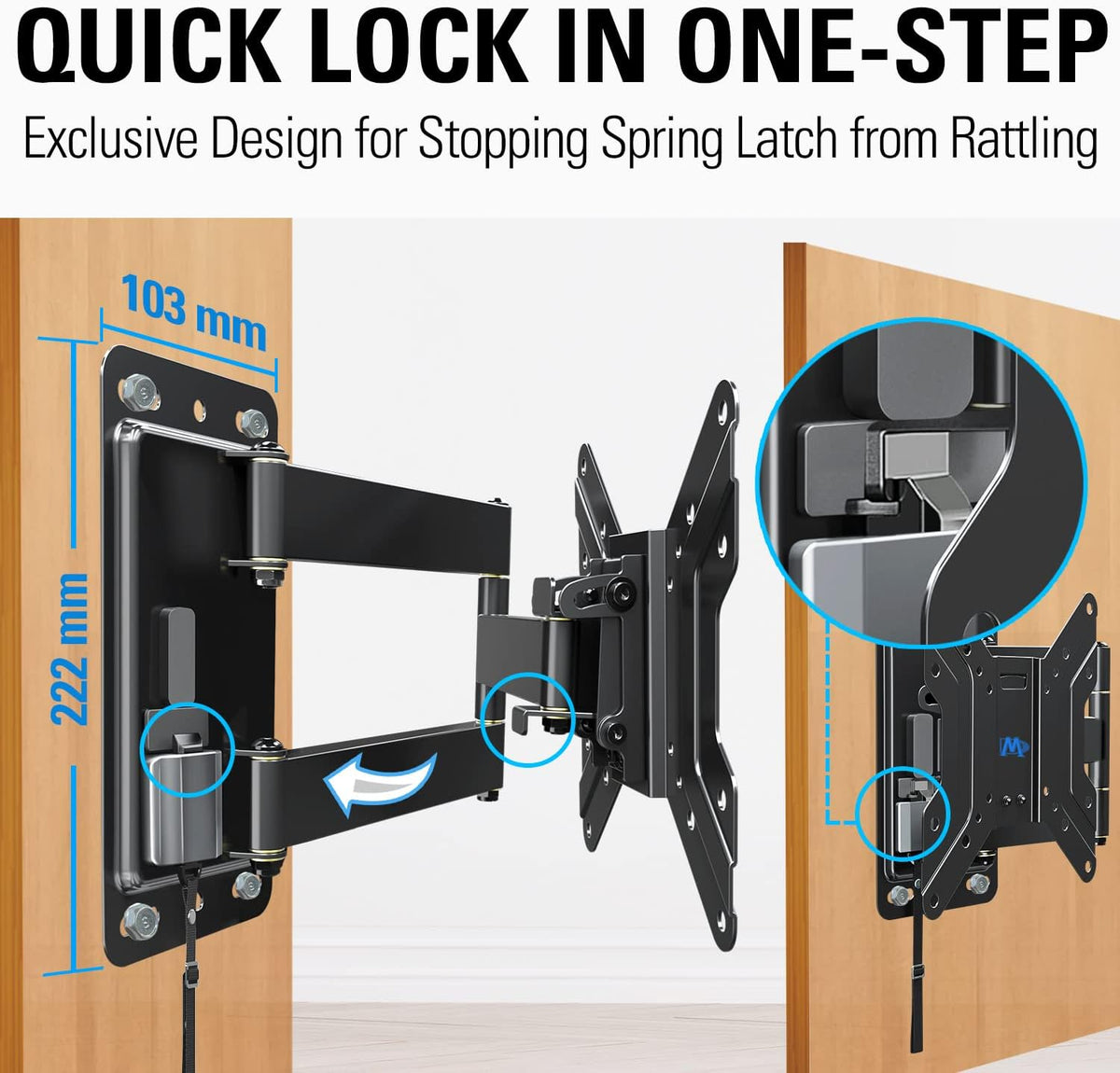 Full Motion Lockable RV TV Mount for 17-43 inch TV, VESA 200mm, 44 lbs, Pack of 2 L8763