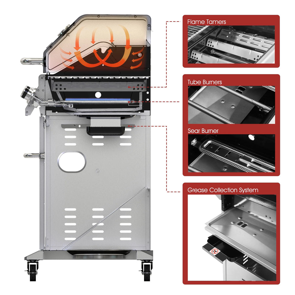 6-Burner Gas Grill with Sear Burner and Side Burner L76493