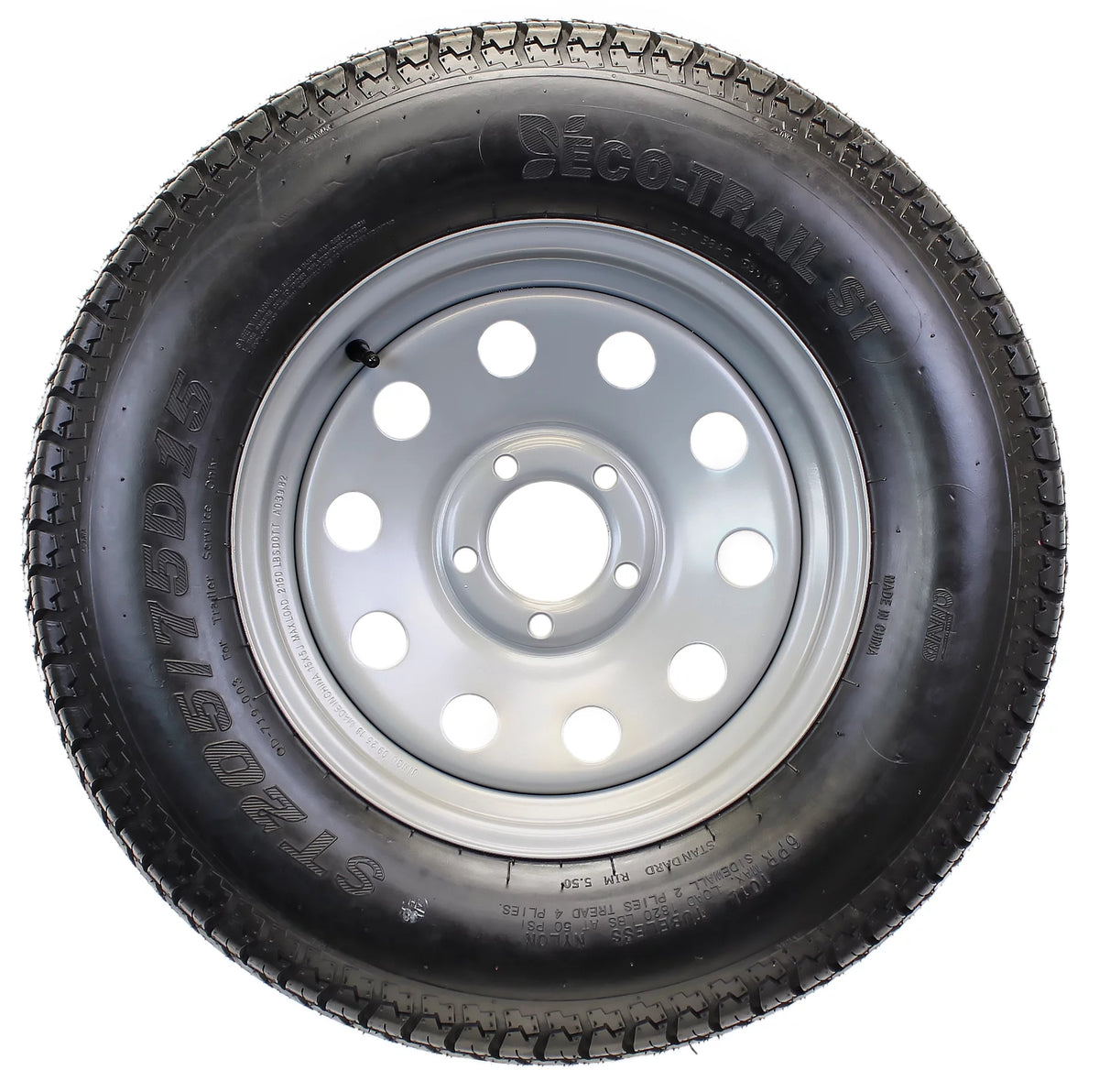 ST205/75D15 15 in. Load C 5 Lug Silver Modular Trailer Tire On Rim O16500