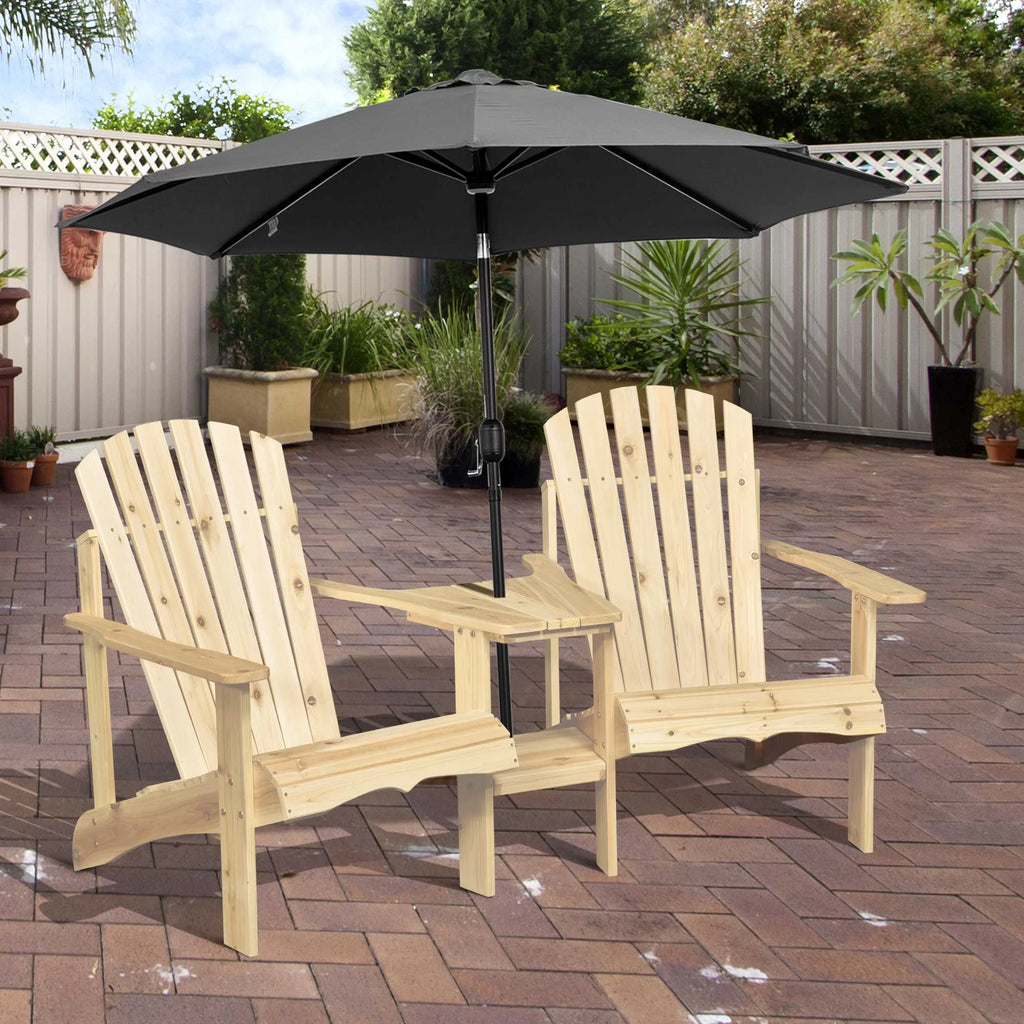 Wood Adirondack Bench with Center Table I1667