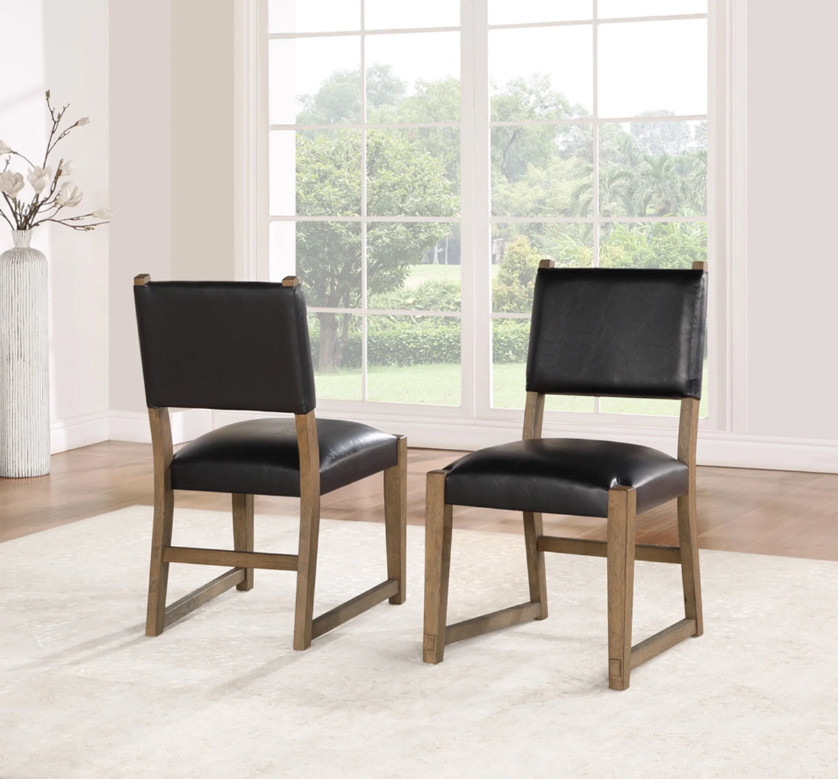 Dark Driftwood Wood Side Chair Set of 2 Y729214