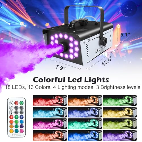 1200W Fog Machine with 18 LED Lights and Remote L96196