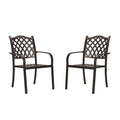 Dark Brown Stacking Cast Aluminum Outdoor Dining Chair (2-Pack) D125589