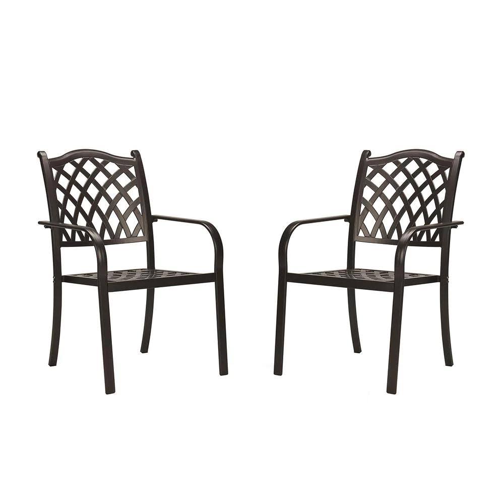 Dark Brown Stacking Cast Aluminum Outdoor Dining Chair (2-Pack) D125589