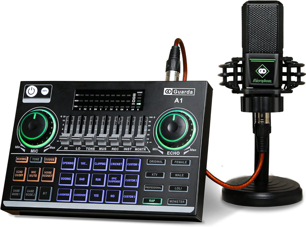 Portable ALL-IN-ONE Podcast Equipment Bundle Kit with DJ Mixer and Sound Card L212