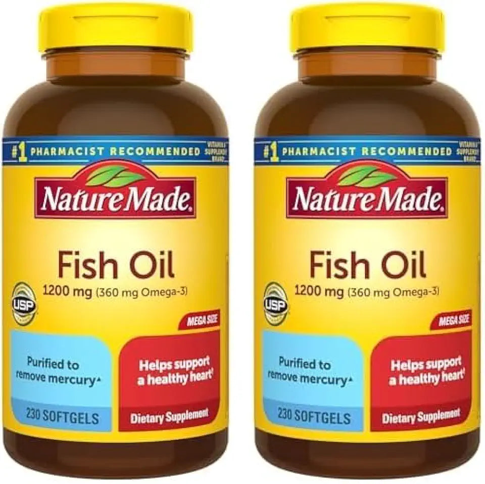 Fish Oil Softgels Omega 3 Supplement 230 Softgels Pack of 2 B98953