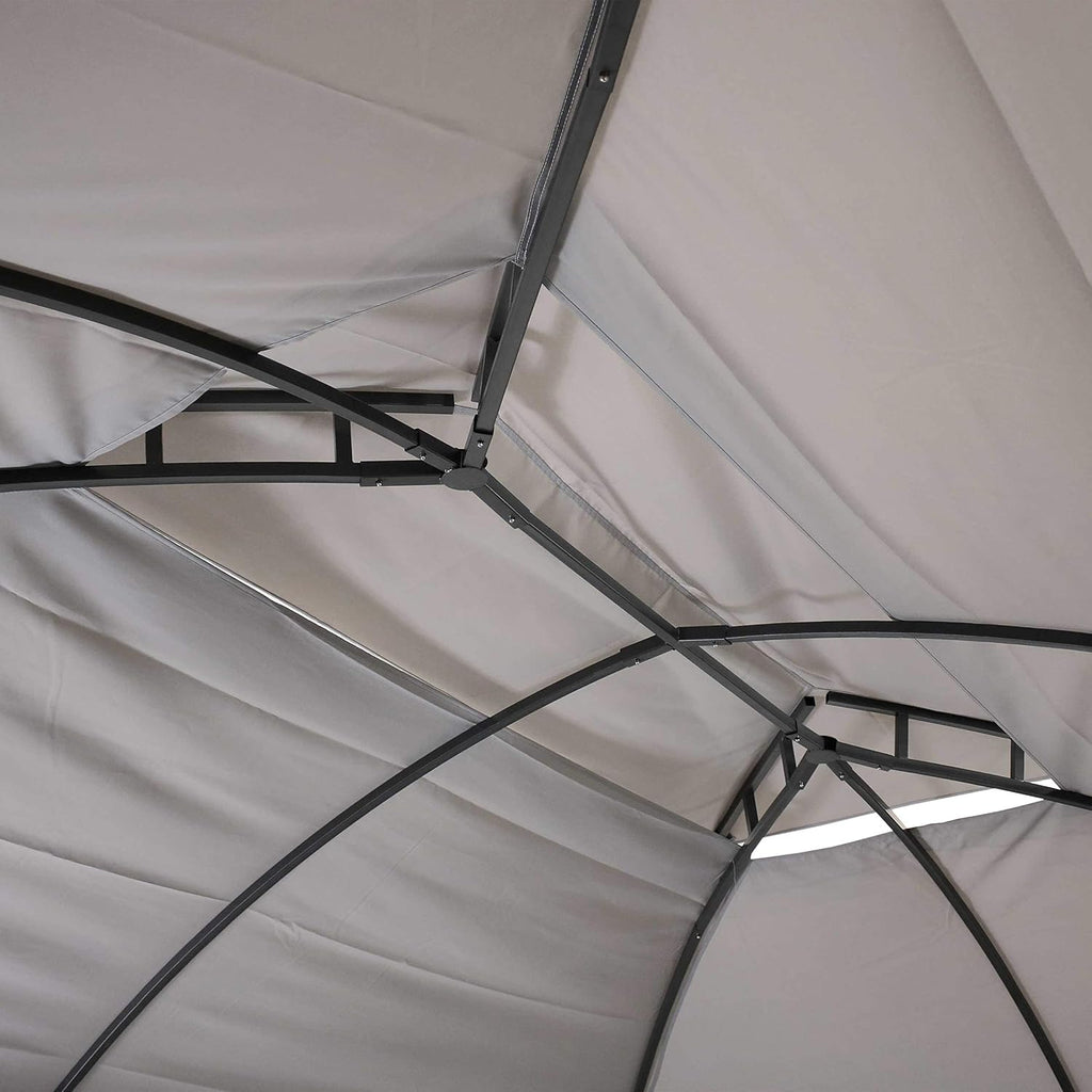 Gray Rectangle Patio Gazebo with Screens and Privacy Walls N5213