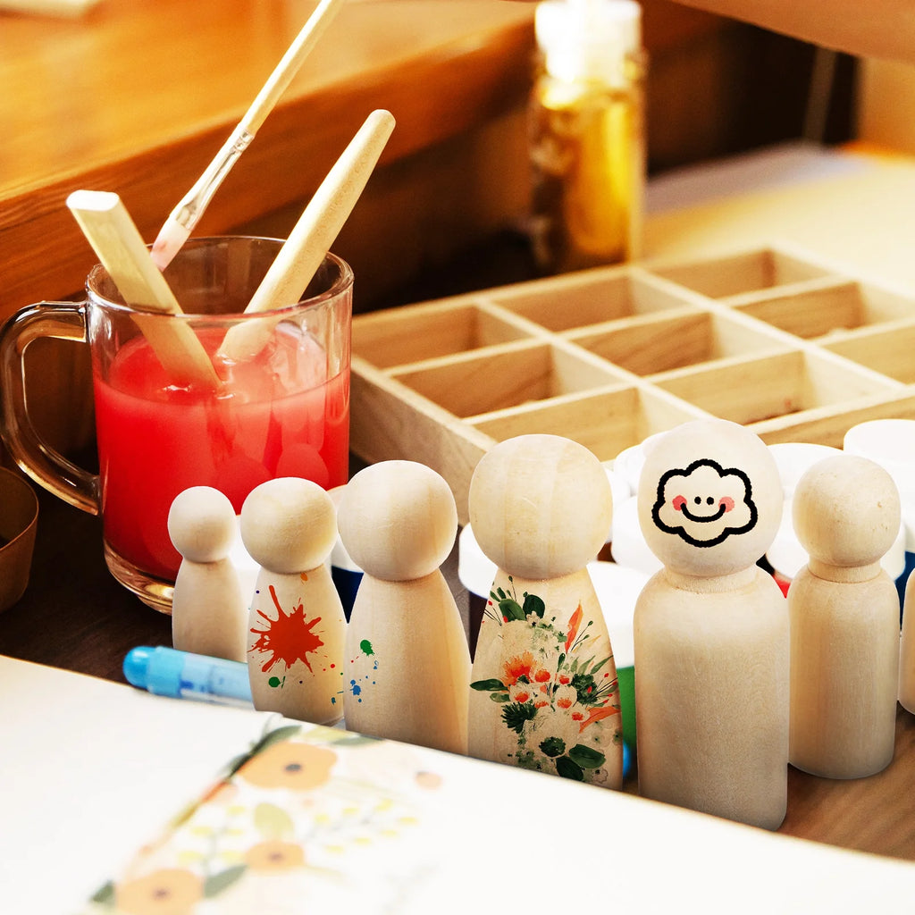 50 Pcs Wooden Peg Dolls Blank Craft Painting O3150