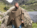 Irish Tweed Wool Ruana Wrap Cape Coat, Brown Melange Speckled, 100% Wool A752486