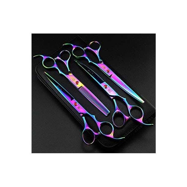 7.0 inch 4PCS Pet Grooming Scissors Kit Steel Straight & Curved & Thinning Blade L535514