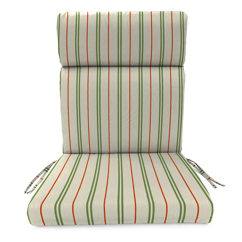 Cedar Grey Stripe Rectangular Outdoor Chair Cushion with Ties T21537