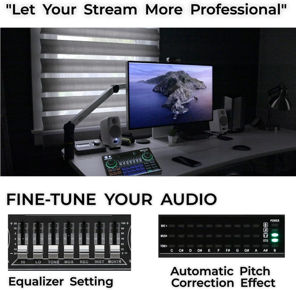 Portable ALL-IN-ONE Podcast Equipment Bundle Kit with DJ Mixer and Sound Card L212