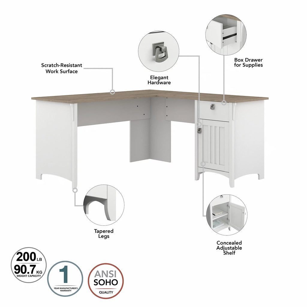 60" L Shaped Desk with Storage M23789