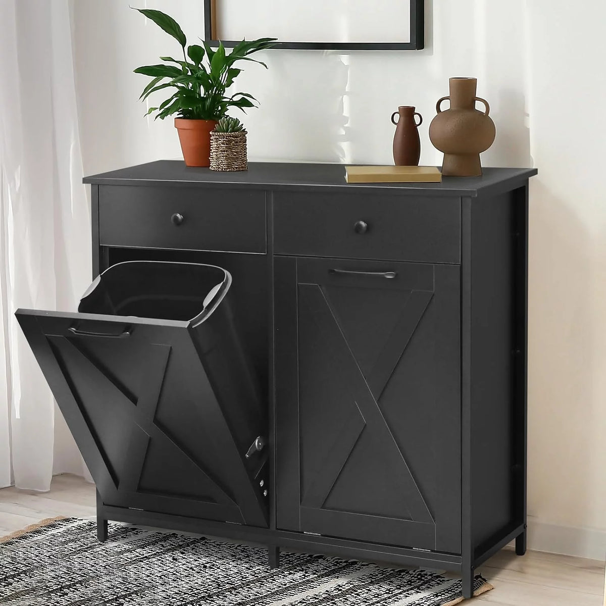 Double Tilt Out Trash Cabinet with Drawers V475