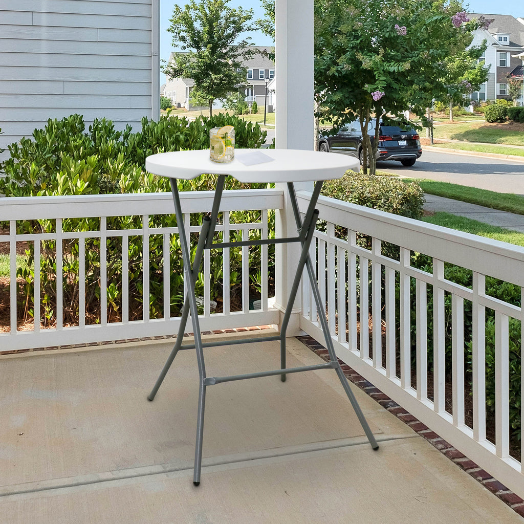 31 Inch Plastic Round Folding Bar Table in White C236471