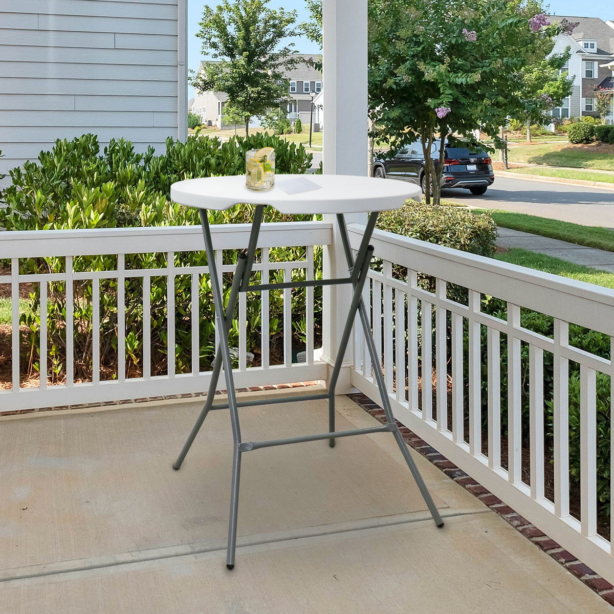 31 Inch Plastic Round Folding Bar Table in White C236471