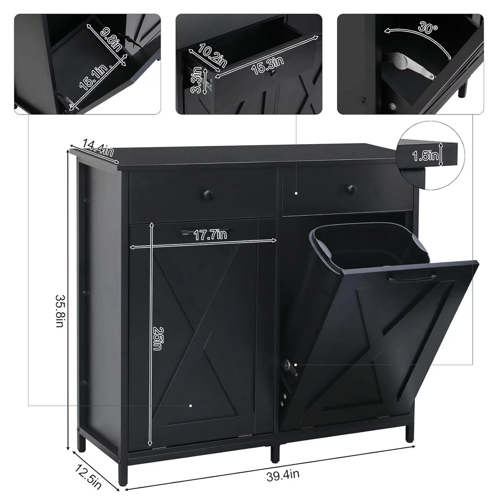 Double Tilt Out Trash Cabinet with Drawers V475