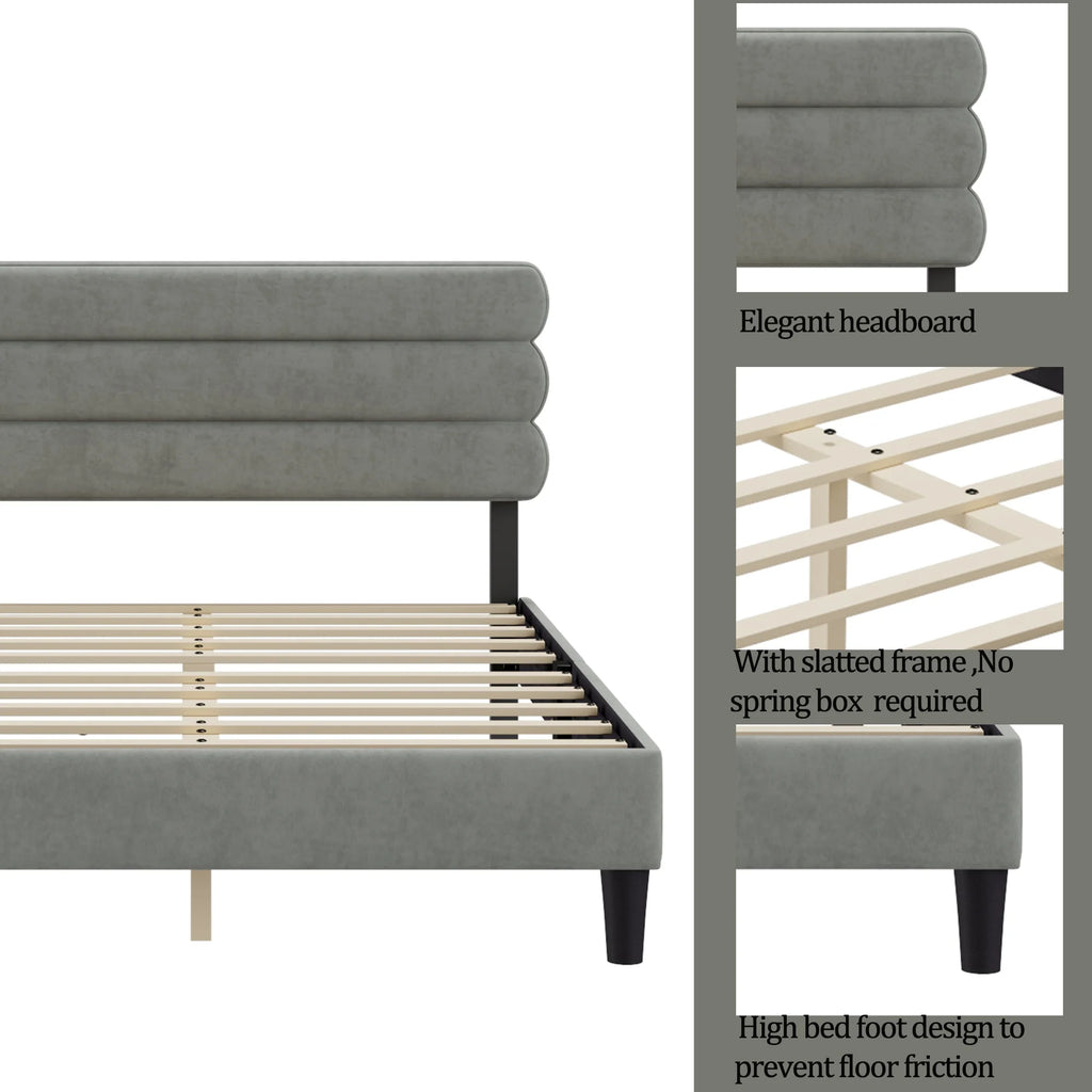 Queen Size Bed Frame Light Gray E86683