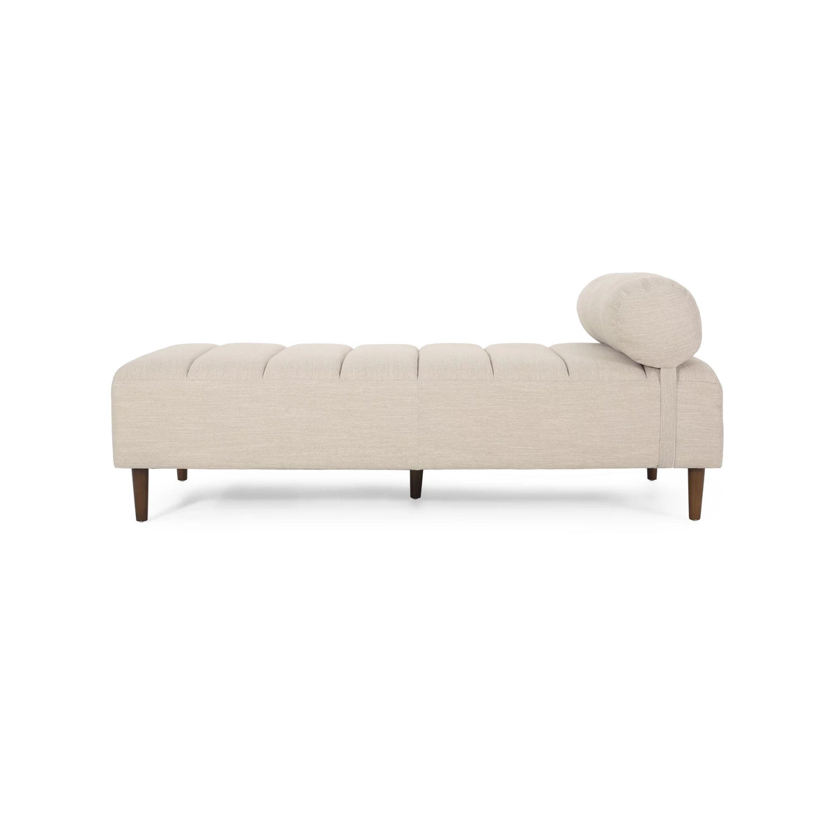 Beige Fabric Tufted Chaise Lounge with Bolster Pillow T352