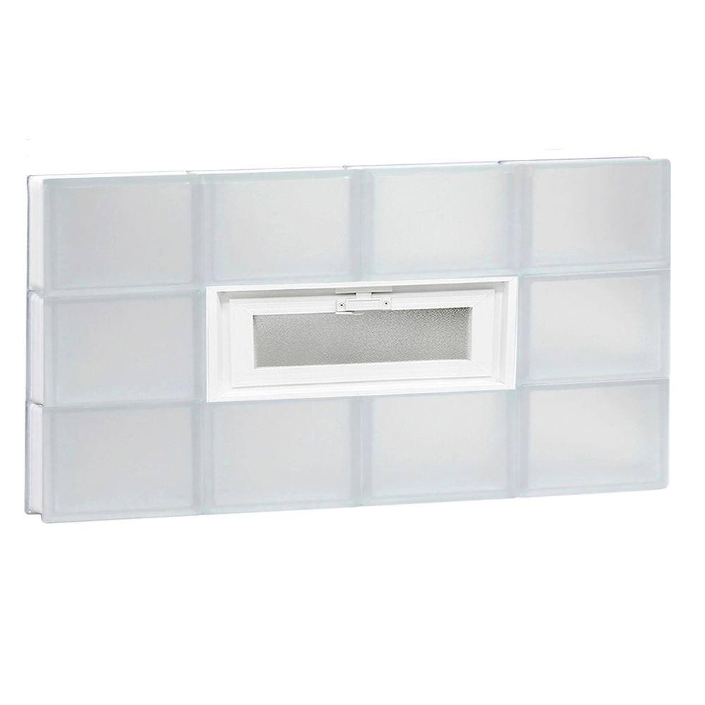 Frameless Vented Frosted Glass Block Window E6454