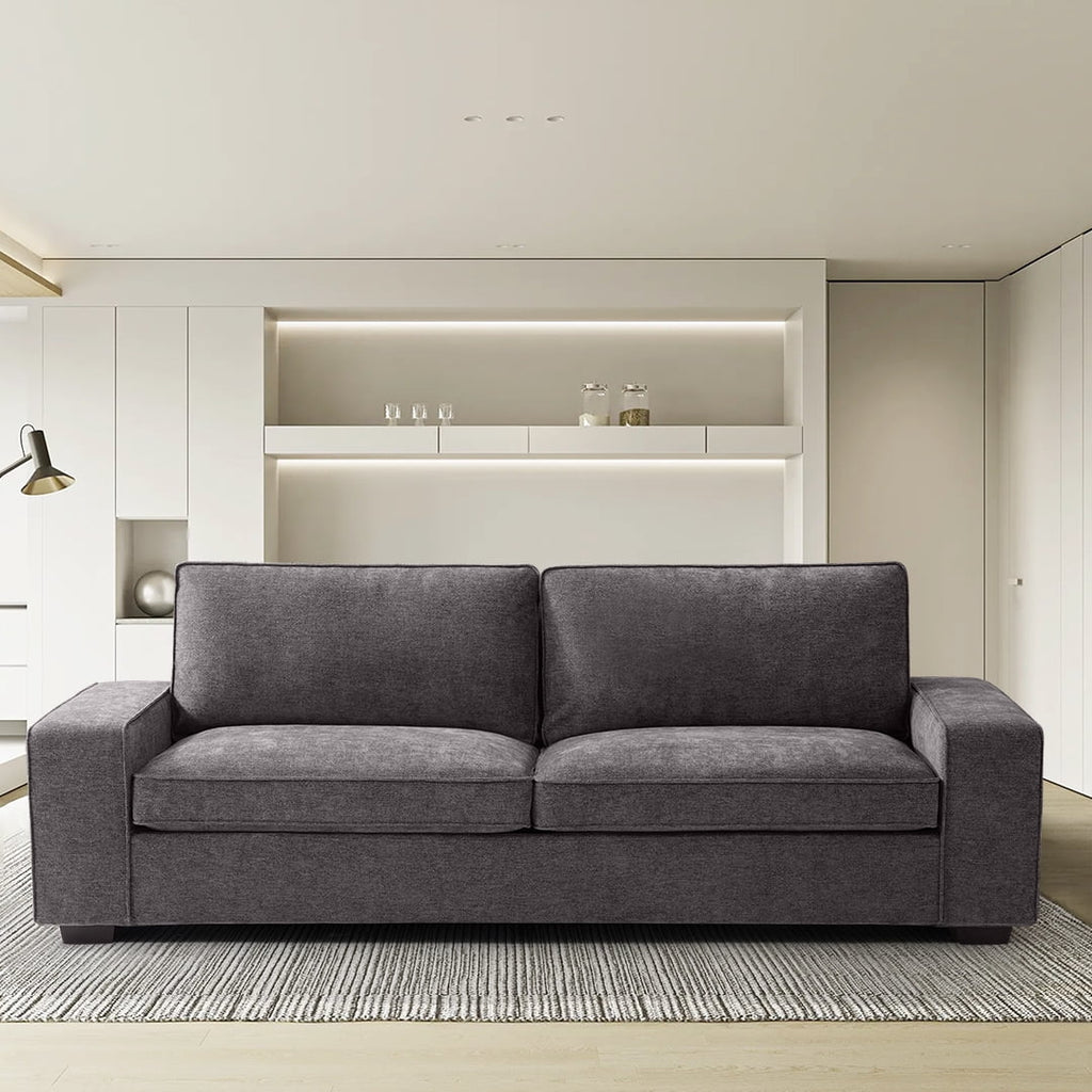 Light Grey Linen Loveseat Sofa with Solid Wood Frame J400355