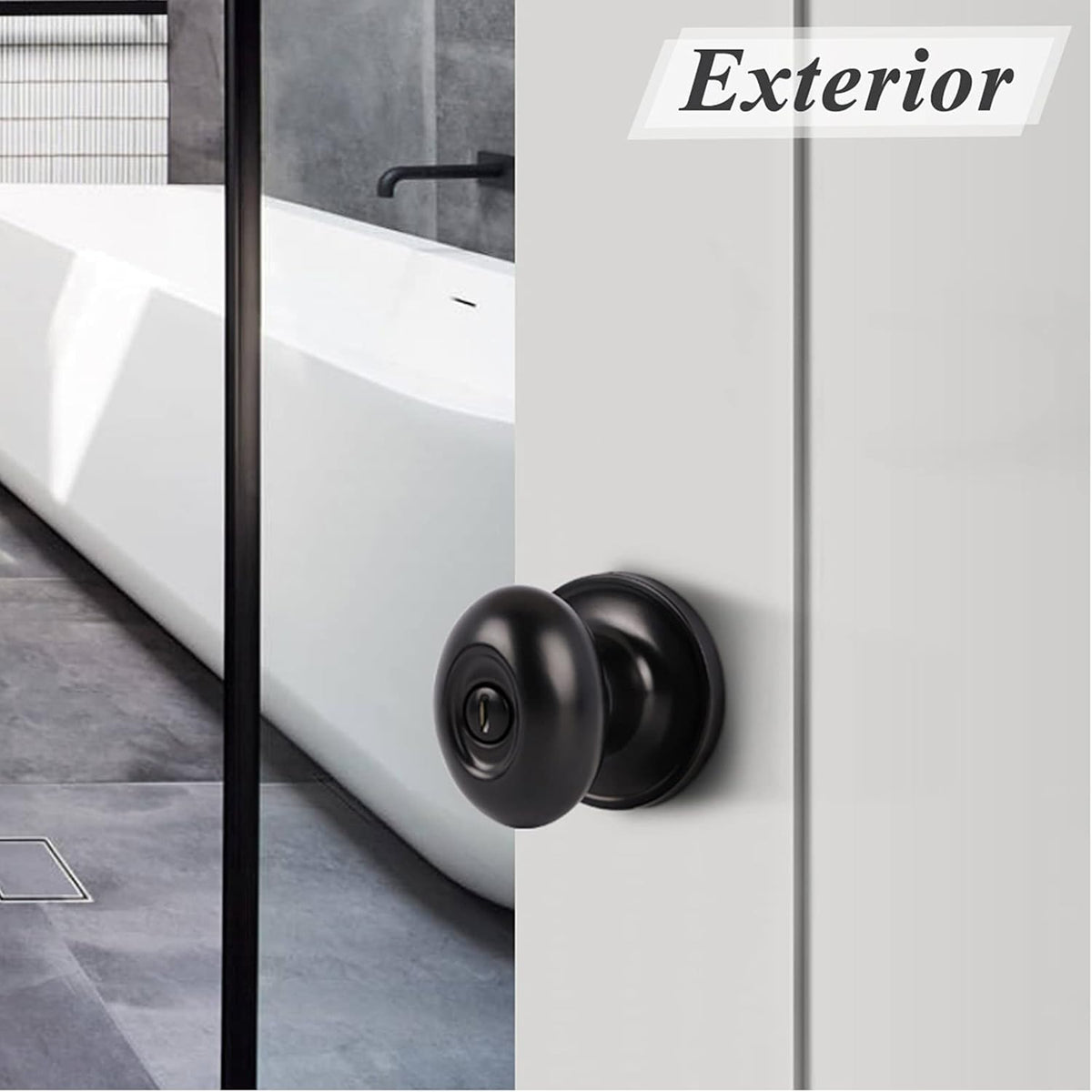 5 Pack Black Door Knobs Privacy Locks R54587