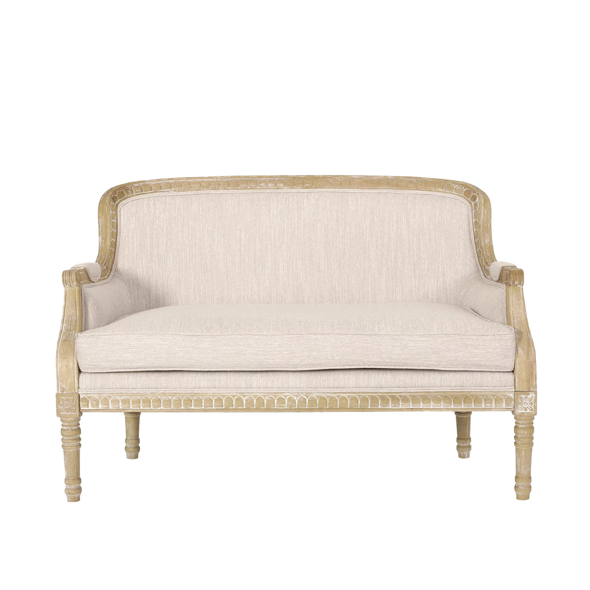 French Country Fabric Upholstered Loveseat I88316