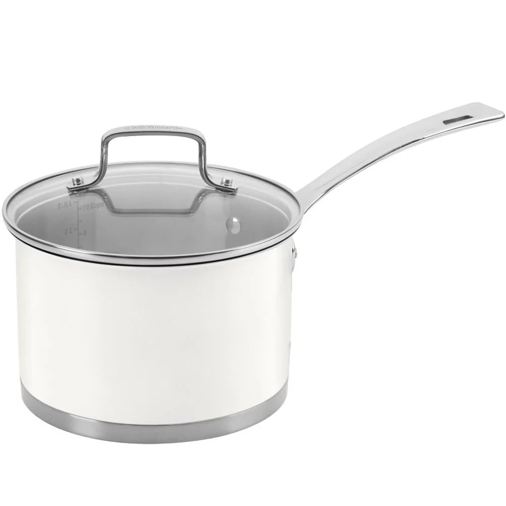 11-piece Matte White Cookware Set with Oven Mitt and Kitchen Timer O1515