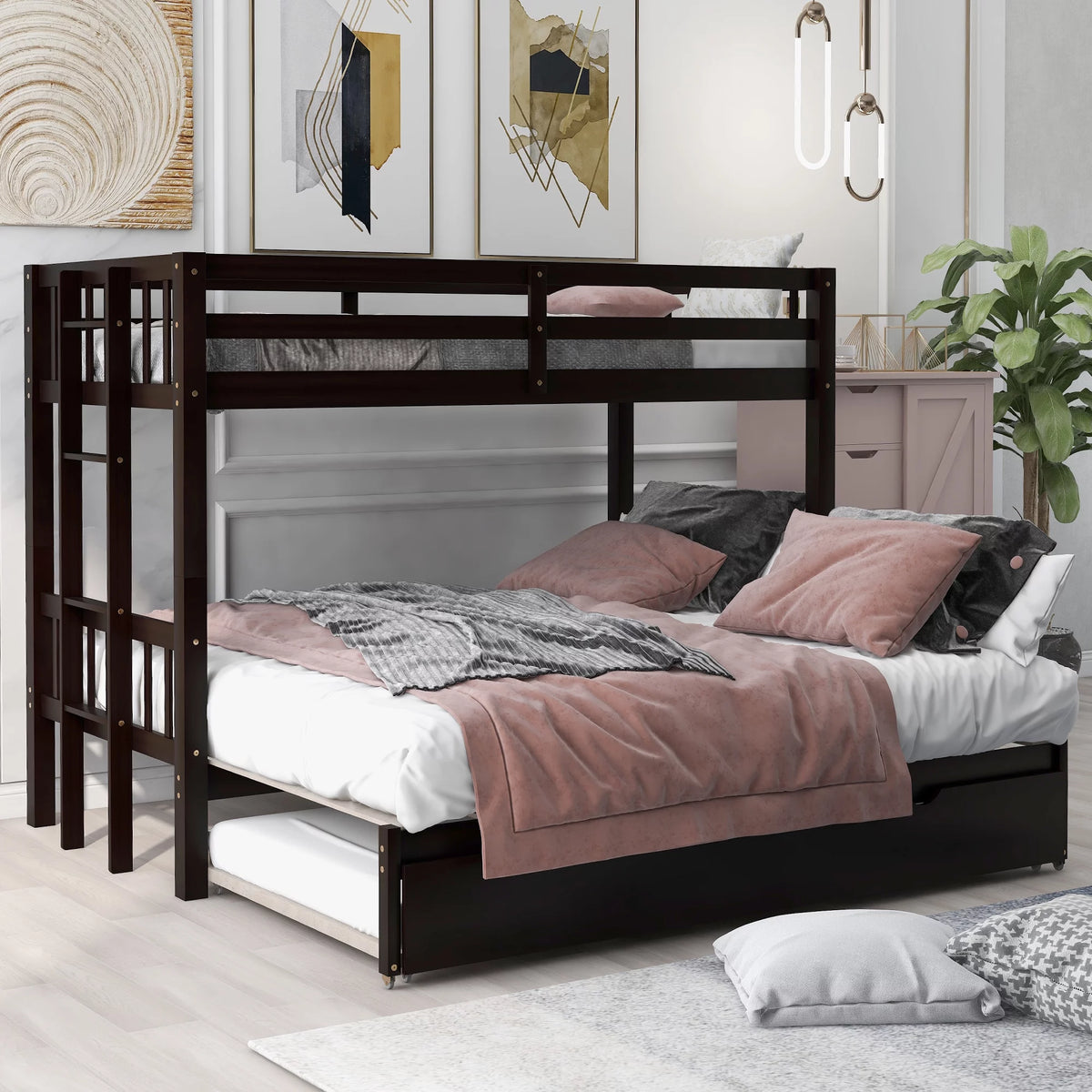 Twin over Pull-Out Bunk Bed with Trundle V3772
