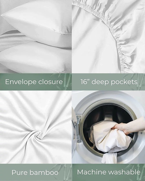 100% Organic Bamboo Silk White King Flat Sheet Pack of 2 P5122