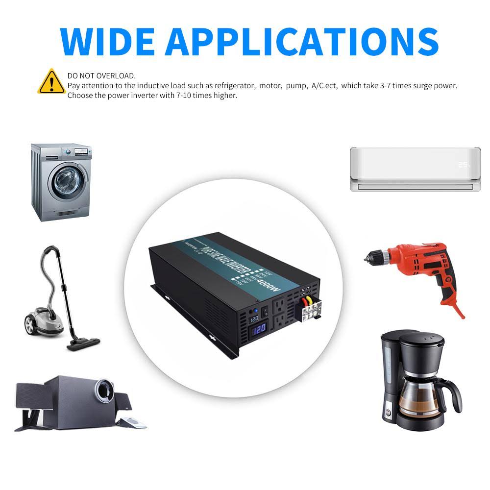 2000W 24V 120V Pure Sine Wave Power Inverter with Remote Control Switch Z990974