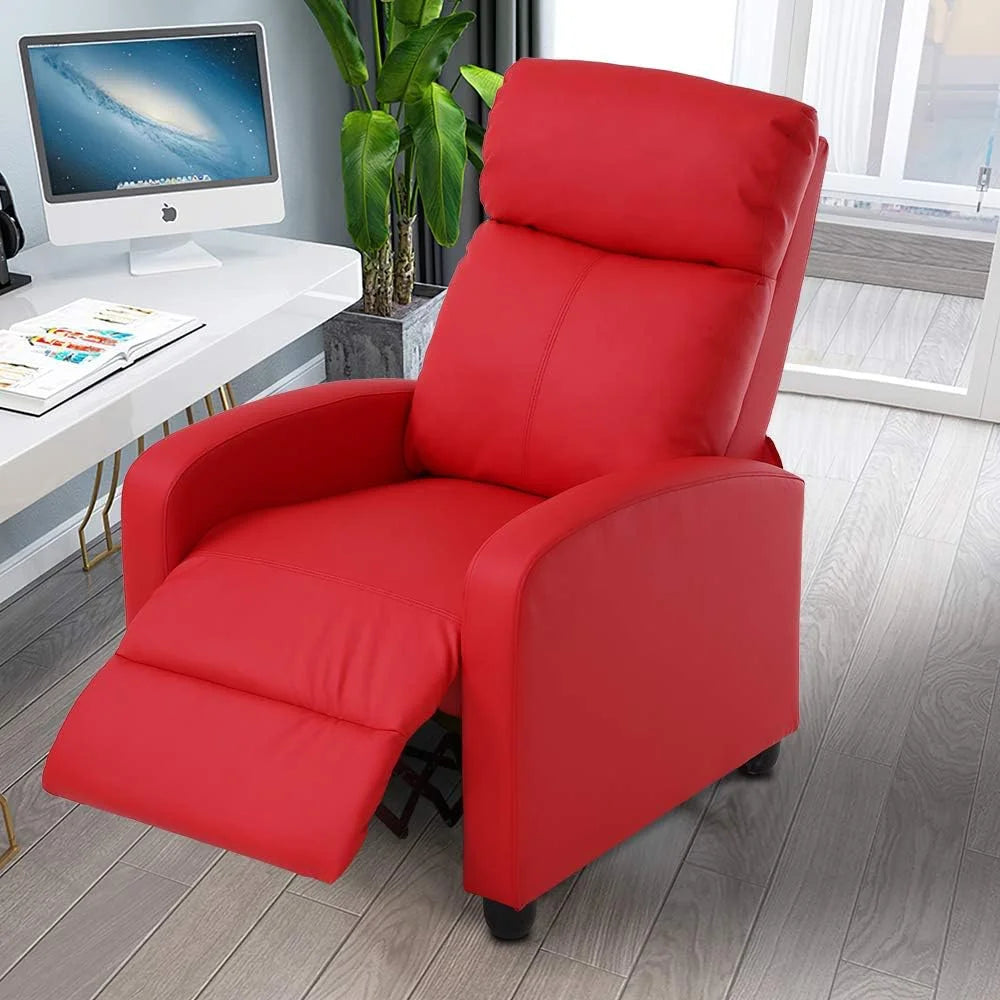 Red PU Leather Recliner Chair with Footrest U4714
