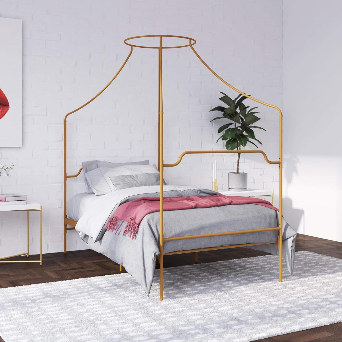 Black Twin Size Metal Canopy Bed F214
