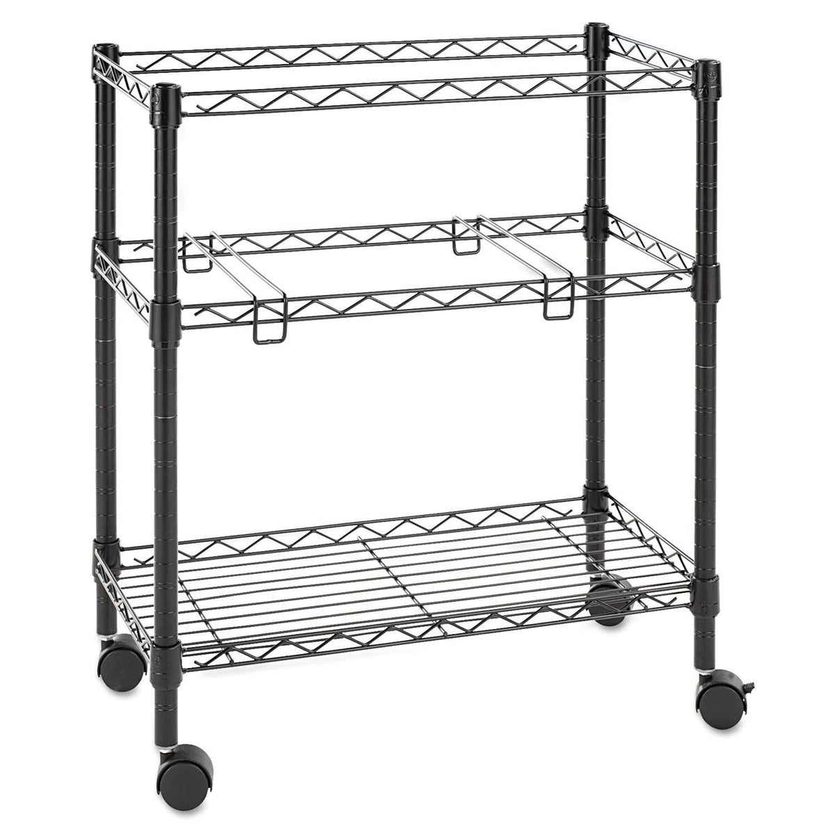 Black 2 Tier Rolling File Cart D777