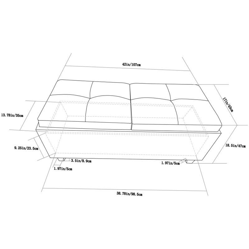 2-Tray Storage Ottoman in Midnight Black T88296