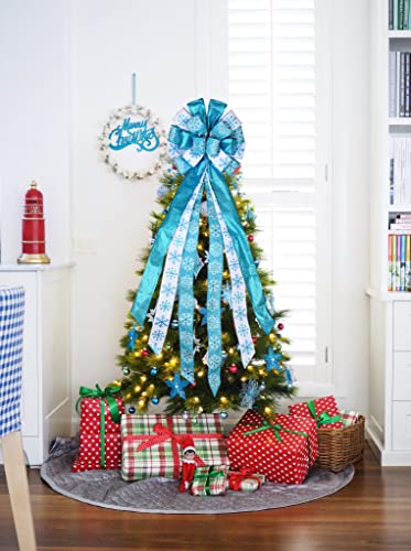 Christmas Tree Topper Bow with Snowflake Pattern X63861