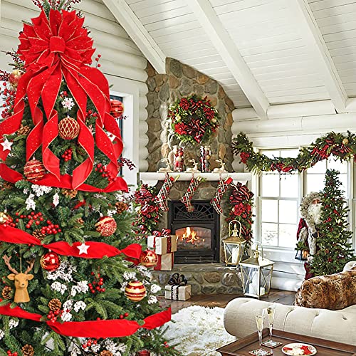 Christmas Tree Topper Bow with Snowflake Pattern X63861