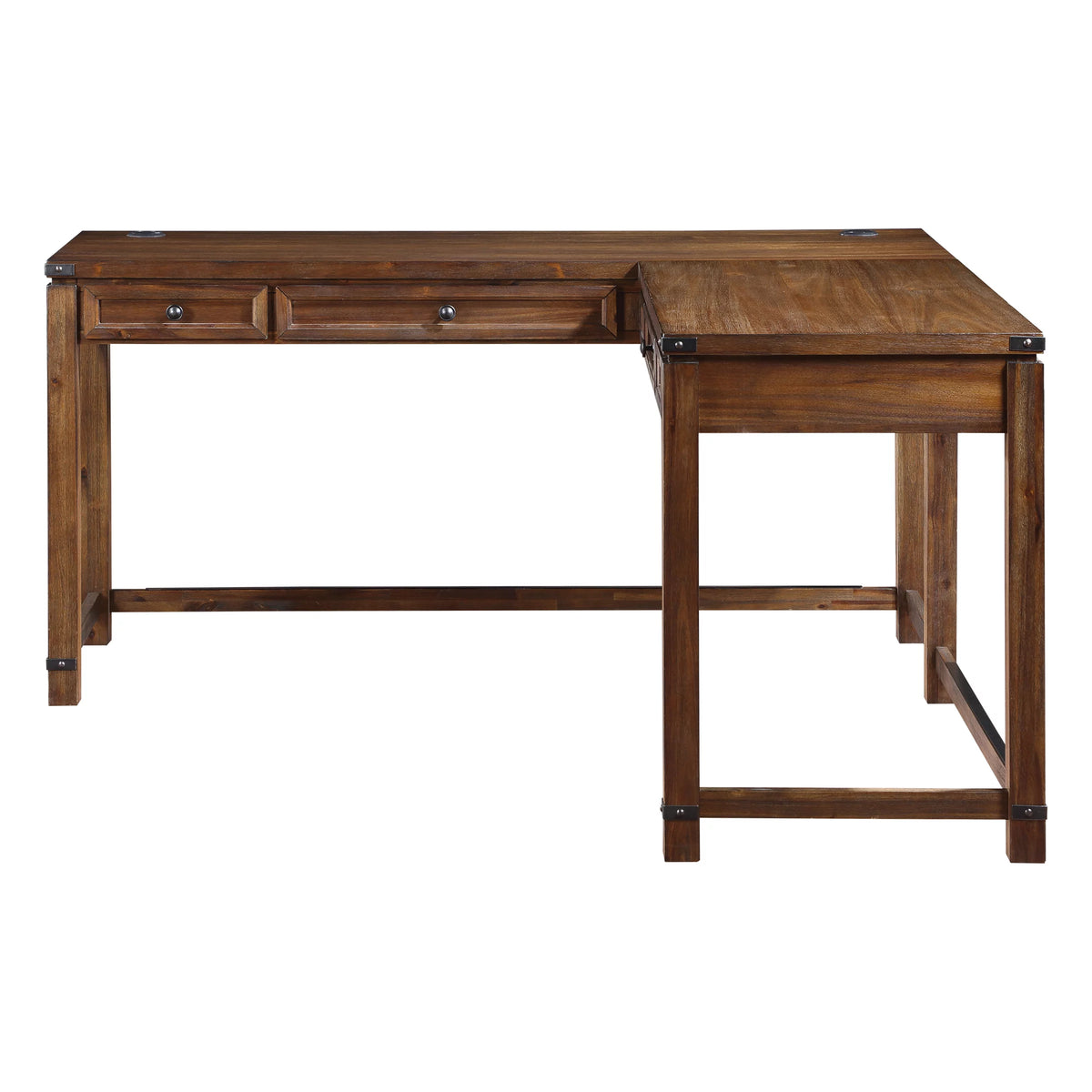 L-Shape Desk in Brushed Walnut Finish I907