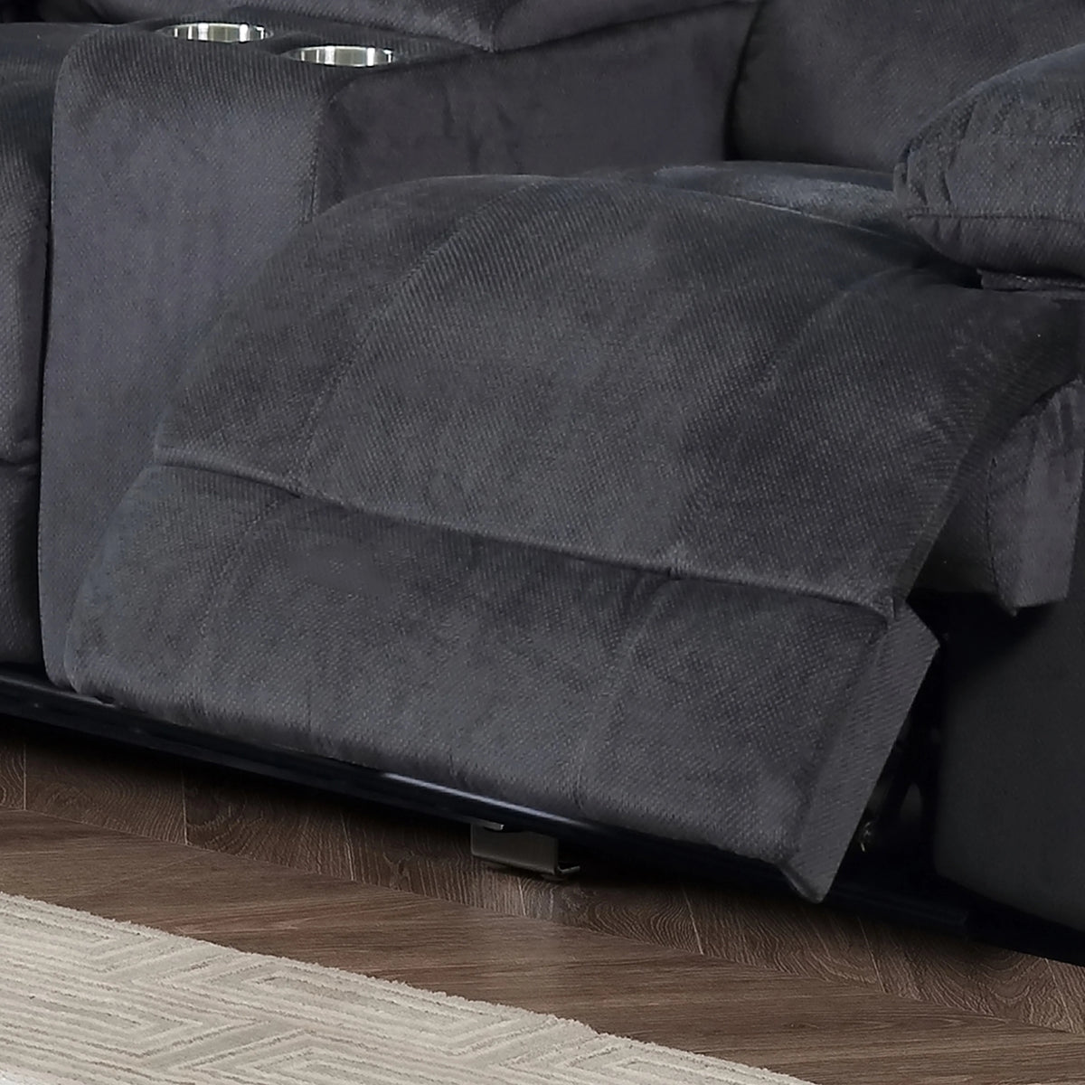 Grey Reclining Love Seat with Console W27326