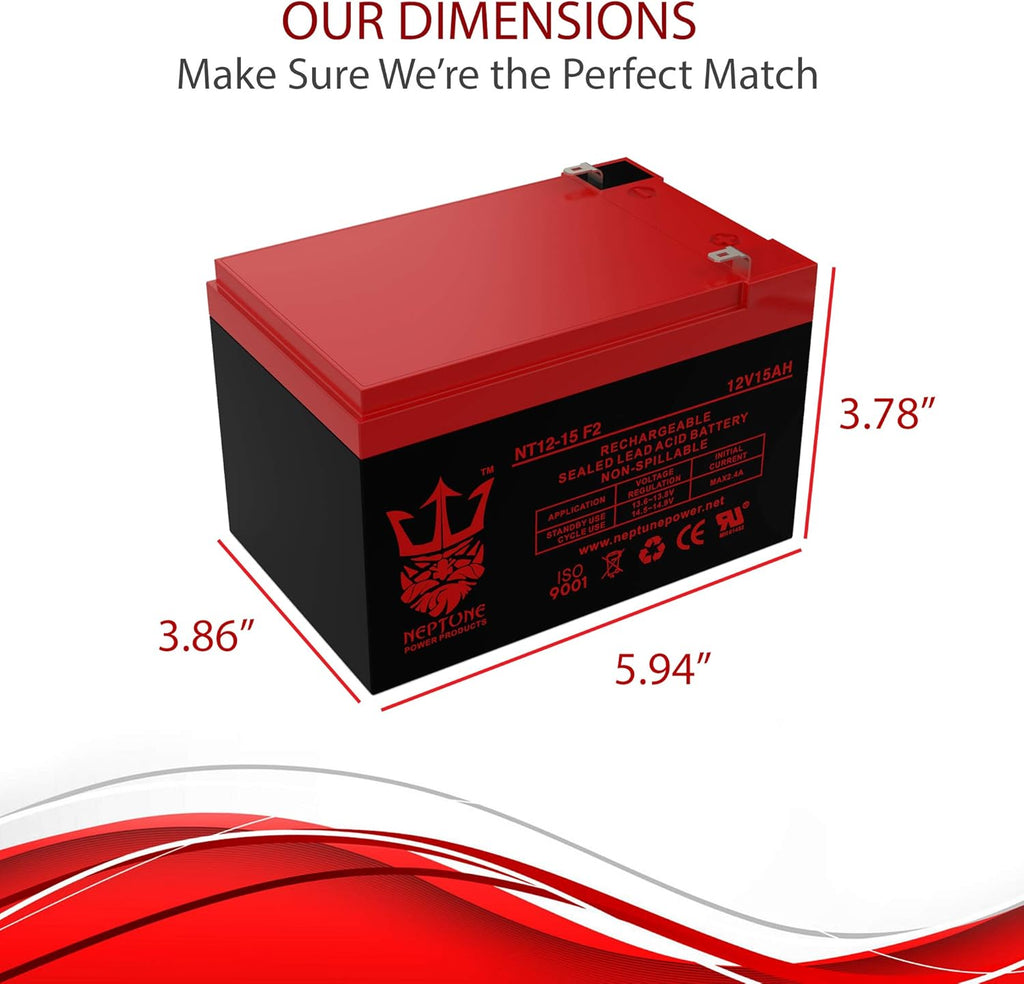 12V 15AH F2 Replaces Razor MX650 Dirt Rocket - 2 Pack S299468